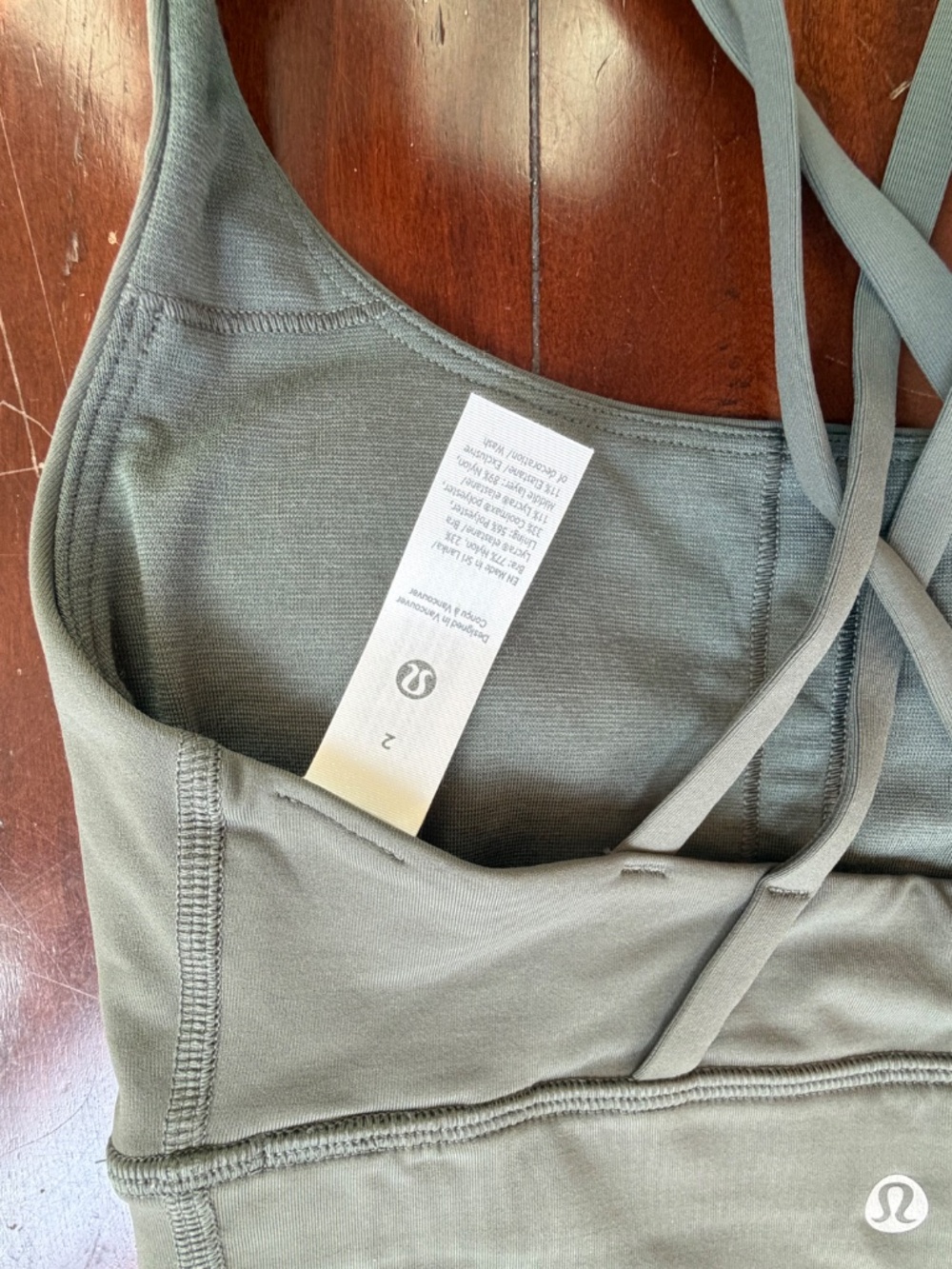 Lululemon Energy Bra Size 2 Color: Grey Eucalyptus - Picture 4 of 6